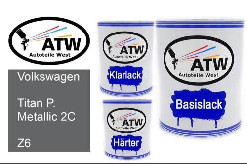 Volkswagen, Titan P. Metallic 2C, Z6: 1L Lackdose + 1L Klarlack + 500ml Härter - Set, von ATW Autoteile West.